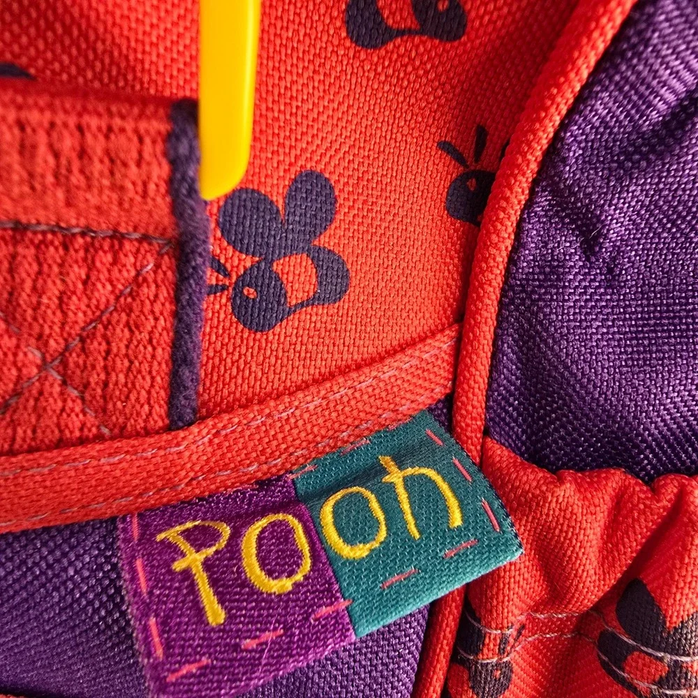 Vintage RARE Disney Winnie the Pooh Diaper Bag Red Purple Canvas Bee Print Tote